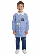 Grembiule  Quadretti Azzurro - Celeste Asilo Bambino -  A01