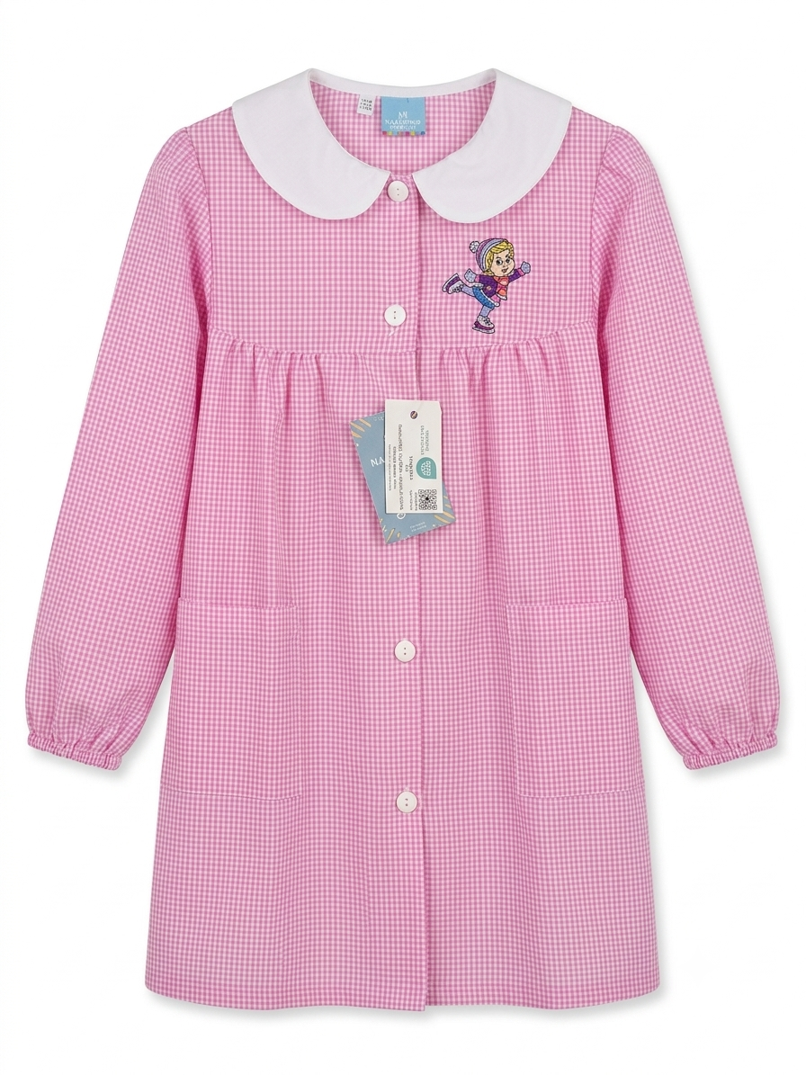 Grembiule Scuola Asilo Rosa Quadretti Bambina - A06