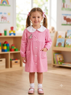 Grembiule Scuola Asilo Quadretti Rosa Bambina - A09