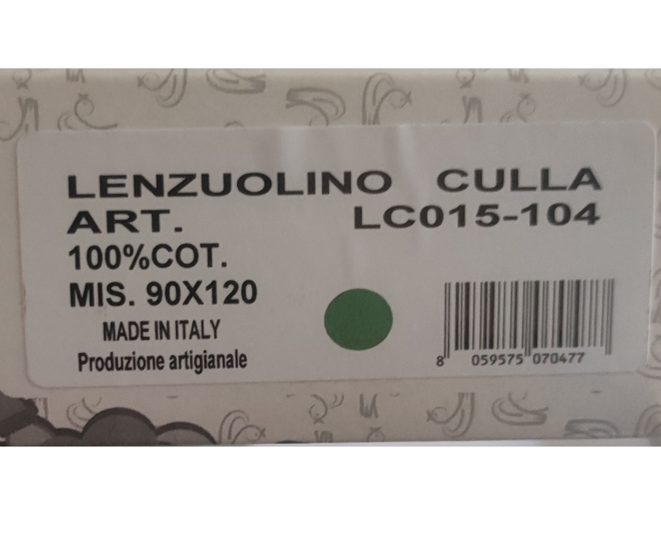 Lenzuolino Culla con Fiocco ColoratoOrnella 100% Cotone mis 90.120