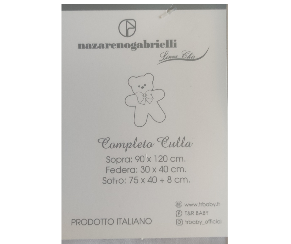 Completo Culla Nazareno Gabrielli Art. NG93 con Fiocco 3 Pz