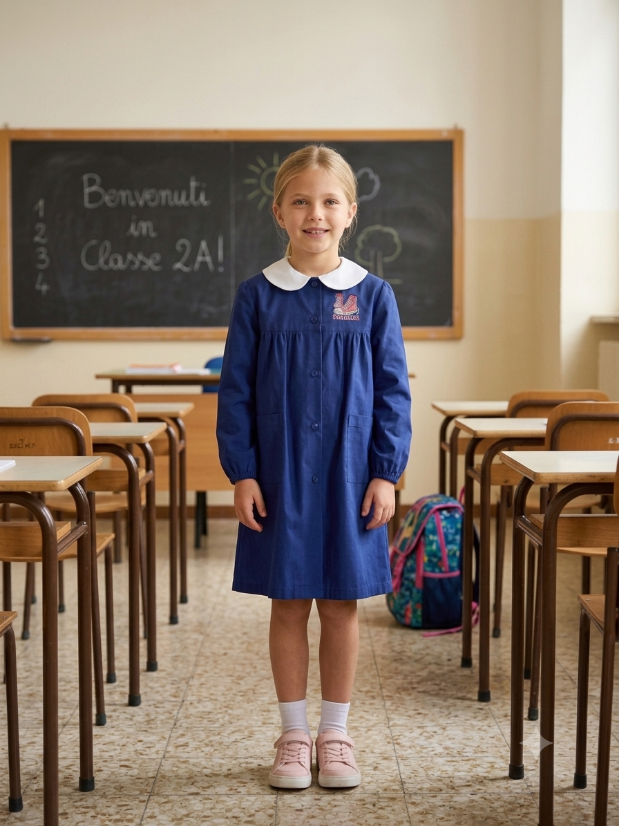 Grembiule Blu Bambina Scuola Elementare - F02