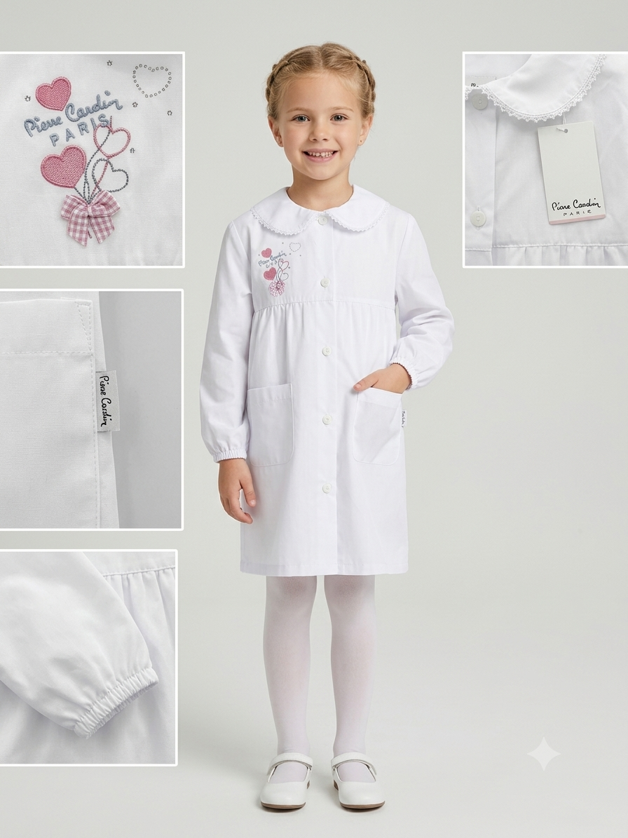 Grembiule Bianco Scuola Elementare Bambina - F03