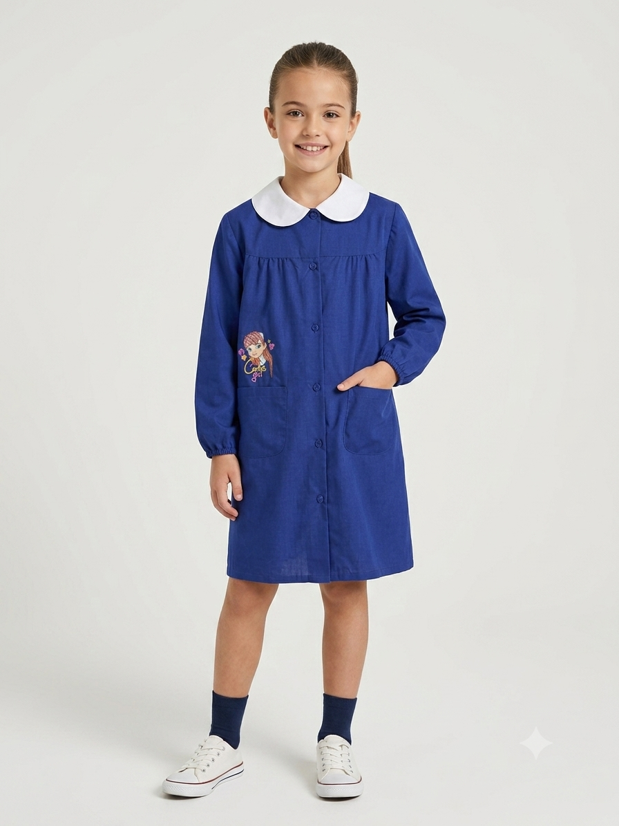 Grembiule Blu Bambina Scuola Elementare - F04