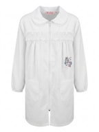 Grembiule Bianco Scuola Elementare con Chiusura Zip Bambina - F06