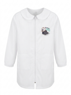 Grembiule Bianco Scuola Elementare Con Chiusura Zip Bambina - F07