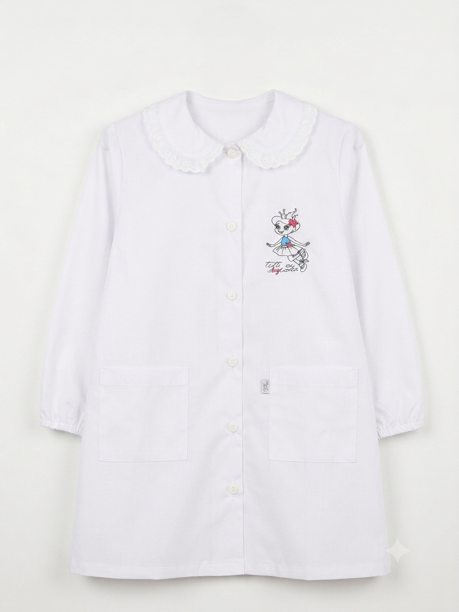Grembiule Bianco Bambina Scuola Elementare - F09