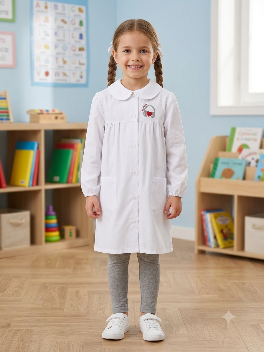Grembiule Bianco Bambina Scuola Elementare - F10