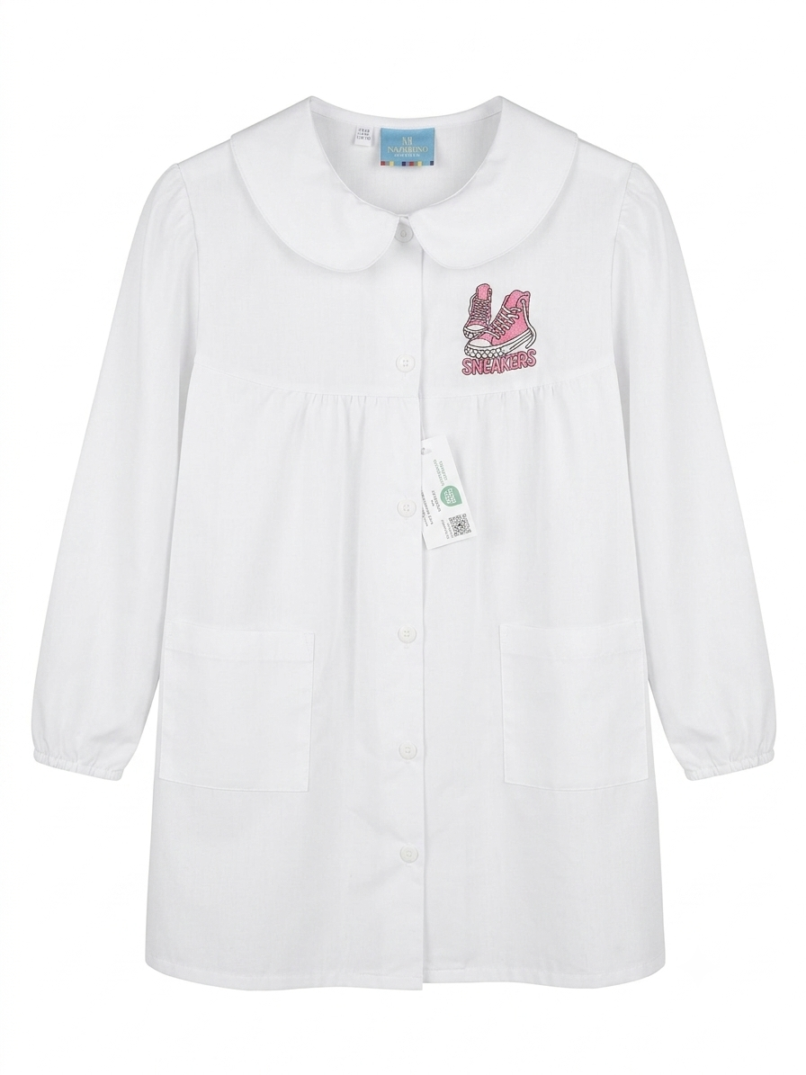 Grembiule Bianco Bambina Scuola Elementare - F12
