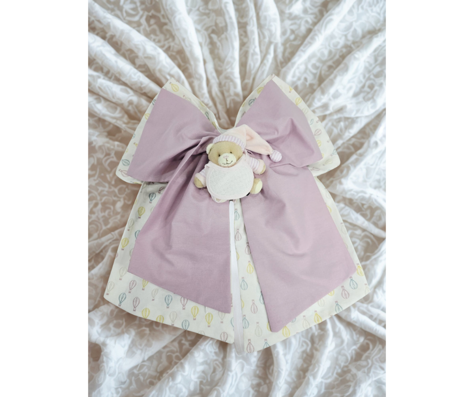 Fiocco Nascita “Sogni in Mongolfiera Rosa” Personalizzabile